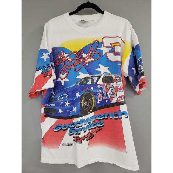 Vintage 1996 Dale Earnhardt #3 Stars & Stripes AOP T-Shirt All Over‎ Print XL - Picture 1 of 9